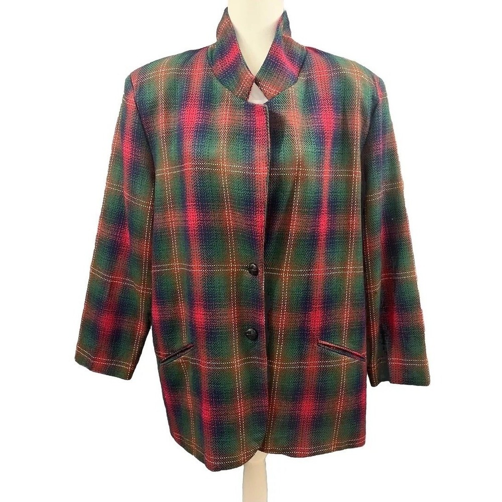 Vintage Wool Blend Blazer Sz. 14 Warm Christmas Cabin Country Lined